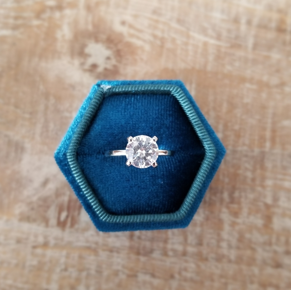 2ct Round Solitaire Sterling SIlver Ring - Picture 1 of 7